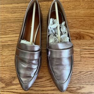Halogen Silver Metallic Pointed-Toe Slip-On Loafers - Women's 9